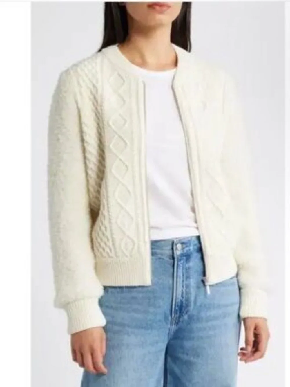 Caslon Cable Zip Up Cardigan XS